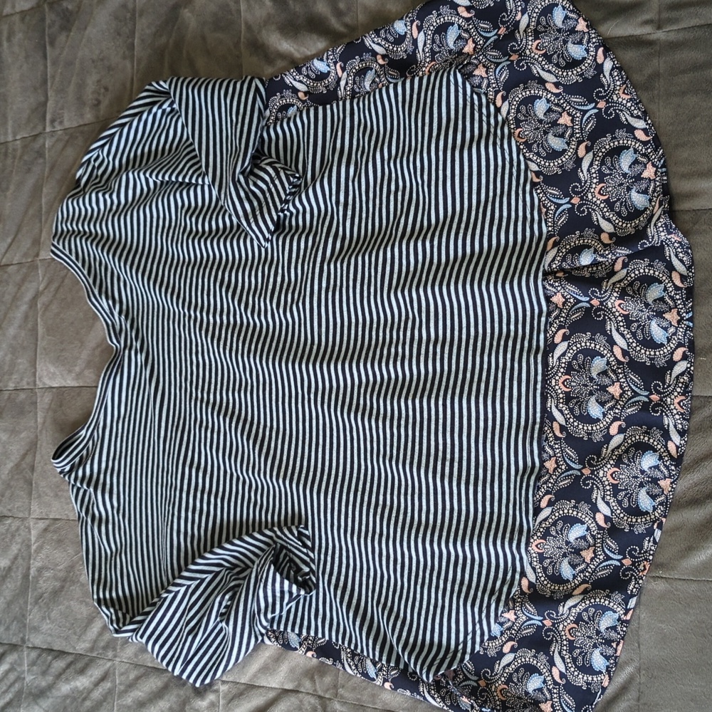 LOFT Mixed Media High Low 3/4 Sleeve Top